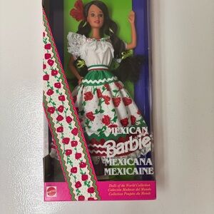 Barbie Mexican Doll with Floral Dress - Red and Green